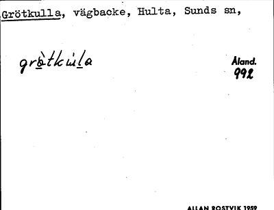 Bild på arkivkortet för arkivposten Grötkulla