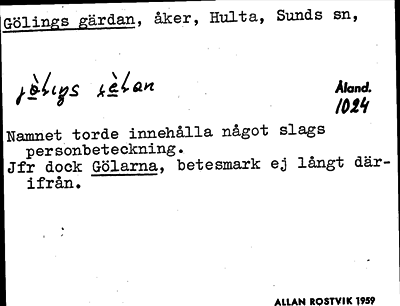 Bild på arkivkortet för arkivposten Gölings gärdan