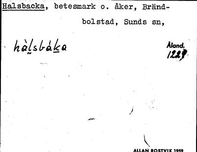 Bild på arkivkortet för arkivposten Halsbacka