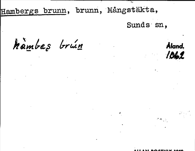 Bild på arkivkortet för arkivposten Hambergs brunn