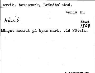 Bild på arkivkortet för arkivposten Havvik