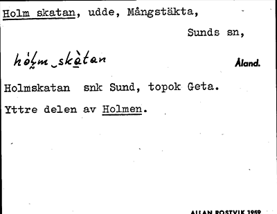Bild på arkivkortet för arkivposten Holm skatan