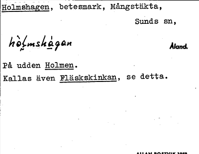 Bild på arkivkortet för arkivposten Holmshagen
