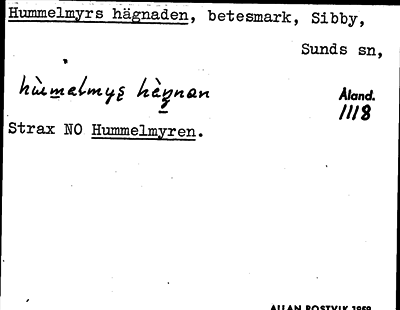 Bild på arkivkortet för arkivposten Hummelmyrs hägnaden