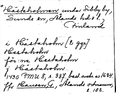 Bild på arkivkortet för arkivposten *Hästeholmen