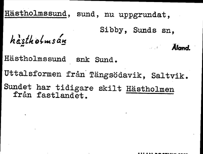 Bild på arkivkortet för arkivposten Hästholmssund