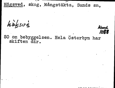 Bild på arkivkortet för arkivposten Högsved