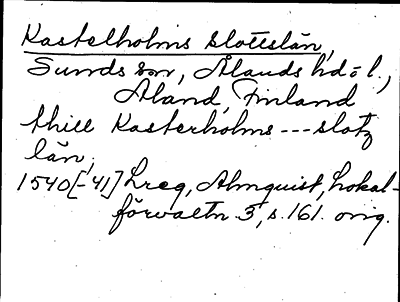 Bild på arkivkortet för arkivposten Kastelholms slottslän