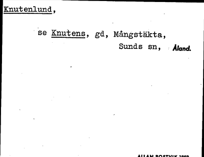 Bild på arkivkortet för arkivposten Knutenlund, se Knutens