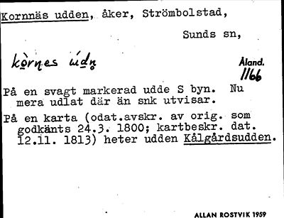 Bild på arkivkortet för arkivposten Kornnäs udden