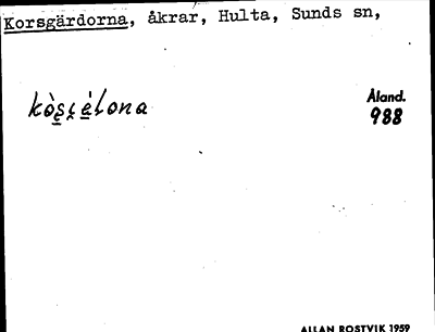 Bild på arkivkortet för arkivposten Korsgärdorna