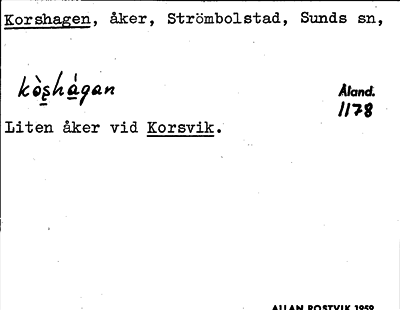 Bild på arkivkortet för arkivposten Korshagen