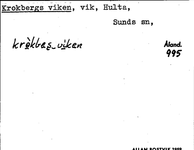 Bild på arkivkortet för arkivposten Krokbergs viken