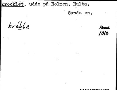 Bild på arkivkortet för arkivposten Kröcklet