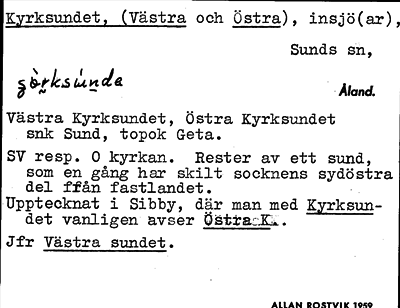 Bild på arkivkortet för arkivposten Kyrksundet, (Västra och Östra)