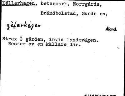 Bild på arkivkortet för arkivposten Källarhagen