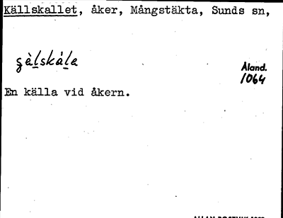 Bild på arkivkortet för arkivposten Källskallet
