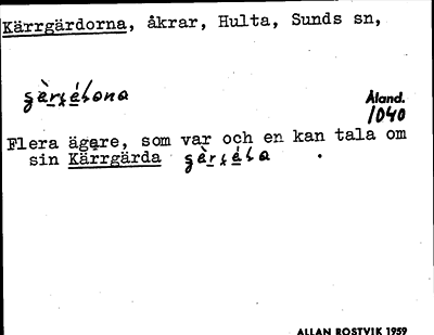 Bild på arkivkortet för arkivposten Kärrgärdorna