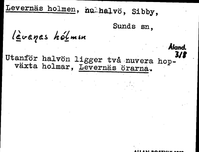 Bild på arkivkortet för arkivposten Levernäs holmen