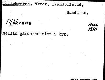 Bild på arkivkortet för arkivposten Lillåkrarna