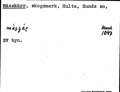Bild på arkivkortet för arkivposten Mässkärr