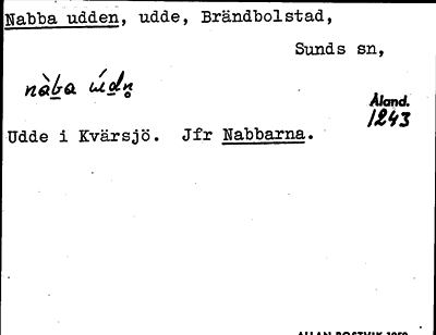 Bild på arkivkortet för arkivposten Nabba udden