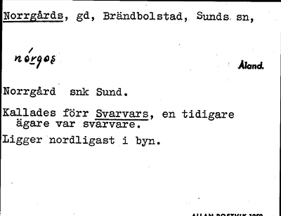 Bild på arkivkortet för arkivposten Norrgårds