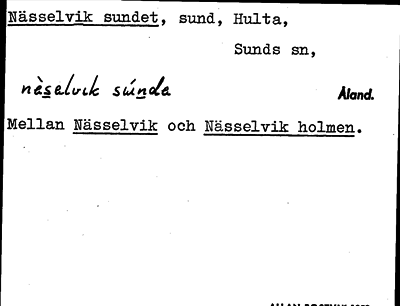 Bild på arkivkortet för arkivposten Nässelvik sundet