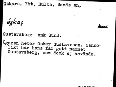 Bild på arkivkortet för arkivposten Oskars