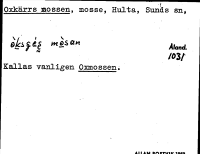 Bild på arkivkortet för arkivposten Oxkärrs mossen