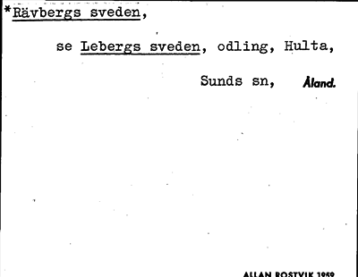 Bild på arkivkortet för arkivposten *Rävbergs sveden, se Lebergs sveden