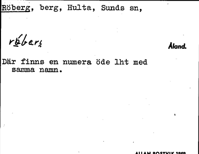 Bild på arkivkortet för arkivposten Röberg