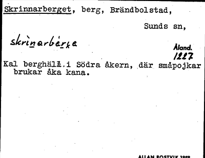 Bild på arkivkortet för arkivposten Skrinnarberget