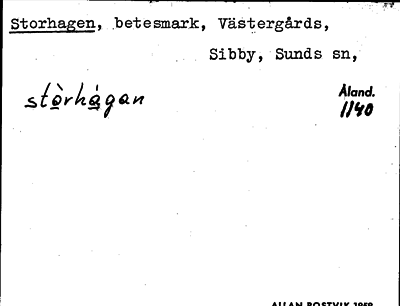 Bild på arkivkortet för arkivposten Storhagen