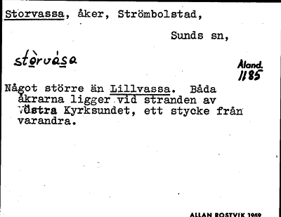 Bild på arkivkortet för arkivposten Storvassa