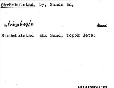 Bild på arkivkortet för arkivposten Strömbolstad