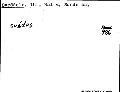 Bild på arkivkortet för arkivposten Sveddals