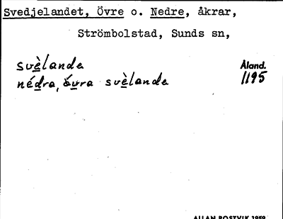 Bild på arkivkortet för arkivposten Svedjelandet, Övre o. Nedre