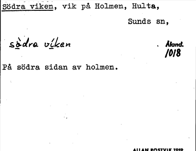 Bild på arkivkortet för arkivposten Södra viken