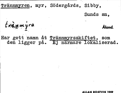 Bild på arkivkortet för arkivposten Trännmyren