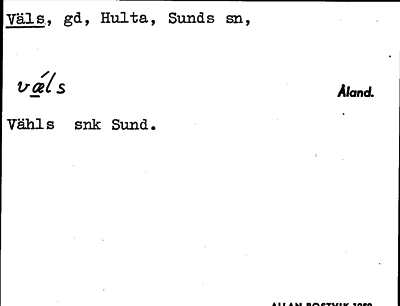 Bild på arkivkortet för arkivposten Väls