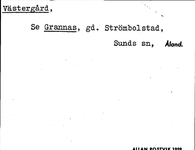 Bild på arkivkortet för arkivposten Västergård, se Grannas