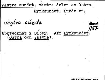 Bild på arkivkortet för arkivposten Västra sundet
