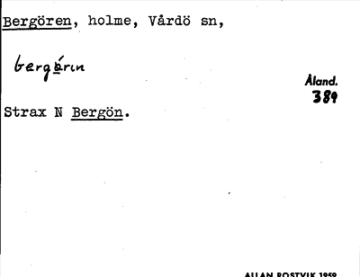 Bild på arkivkortet för arkivposten Bergören