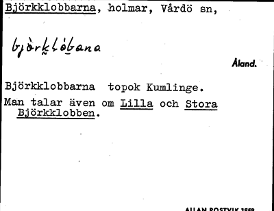 Bild på arkivkortet för arkivposten Björkklobbarna
