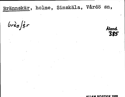 Bild på arkivkortet för arkivposten Brännskär