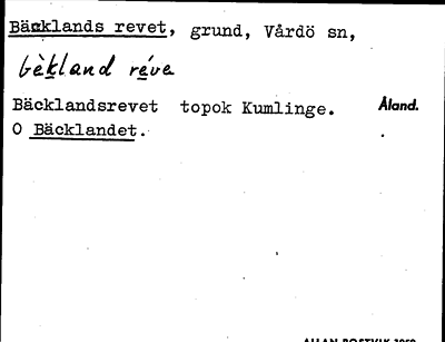 Bild på arkivkortet för arkivposten Bäcklands revet
