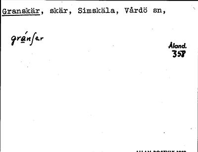 Bild på arkivkortet för arkivposten Granskär