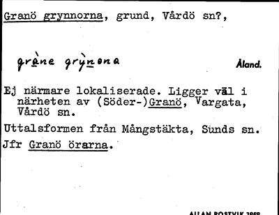 Bild på arkivkortet för arkivposten Granö grynnorna