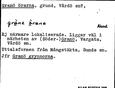 Bild på arkivkortet för arkivposten Granö örarna